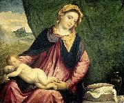 Paris Bordone Madonna with Sleeping Child oil on canvas